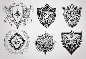 Shield symmetrical filigree tattoo idea