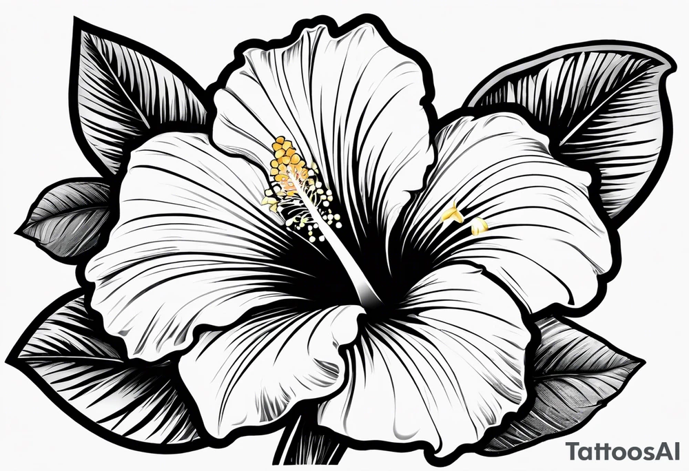 hibiscus flower with the word amor shaped as the stem for the flower tattoo idea