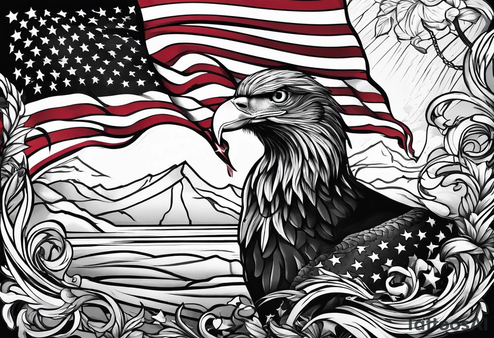 independence, freedom, courage, american, loyal, flag tattoo idea