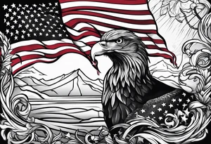 independence, freedom, courage, american, loyal, flag tattoo idea