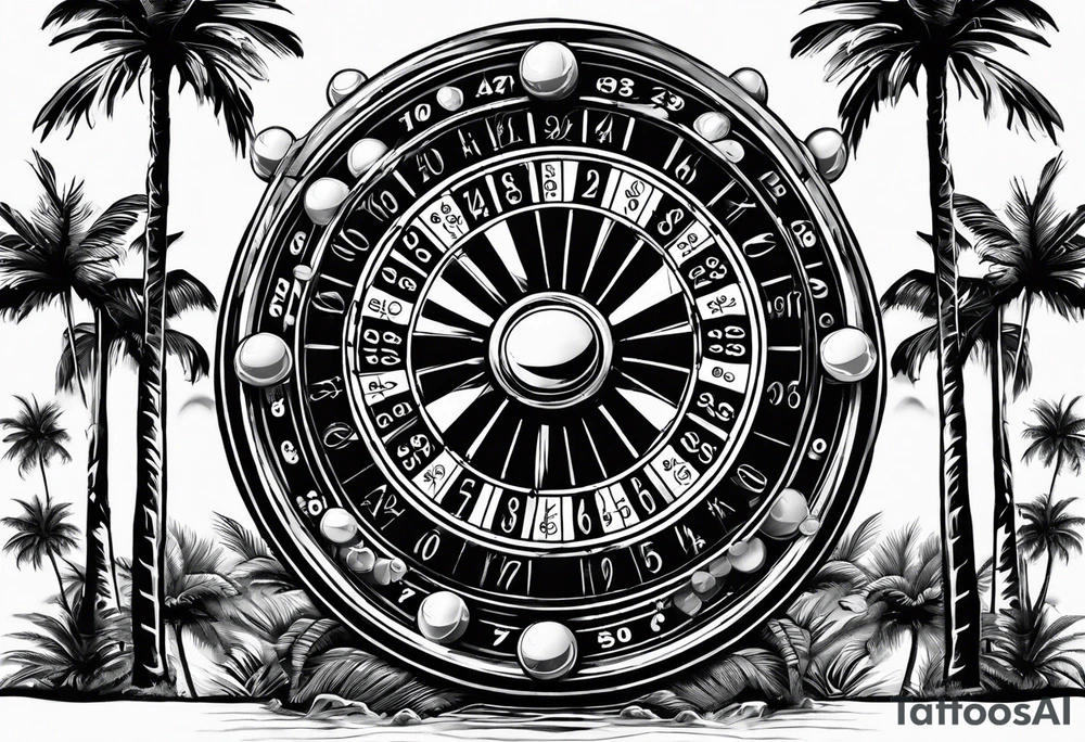 ROULETTE casino card games dice sun palm tree tattoo idea