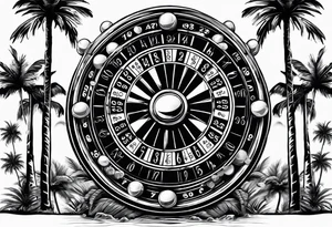 ROULETTE casino card games dice sun palm tree tattoo idea