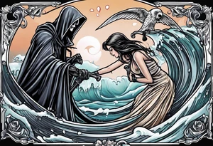 Grim reaper falls in love with human girl tattoo idea