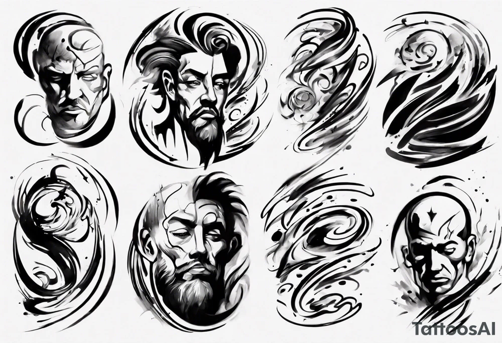 Brush stroke drawing a man and time tattoo idea