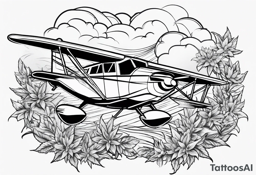 plane smoking weed tattoo idea