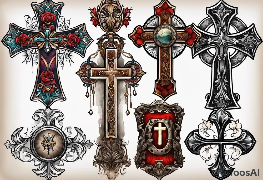 rustic cross tattoo idea
