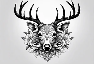 A human with two legs and with a deer skull head tattoo idea