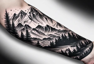 Arm sleeve with a mountain tattoo idea