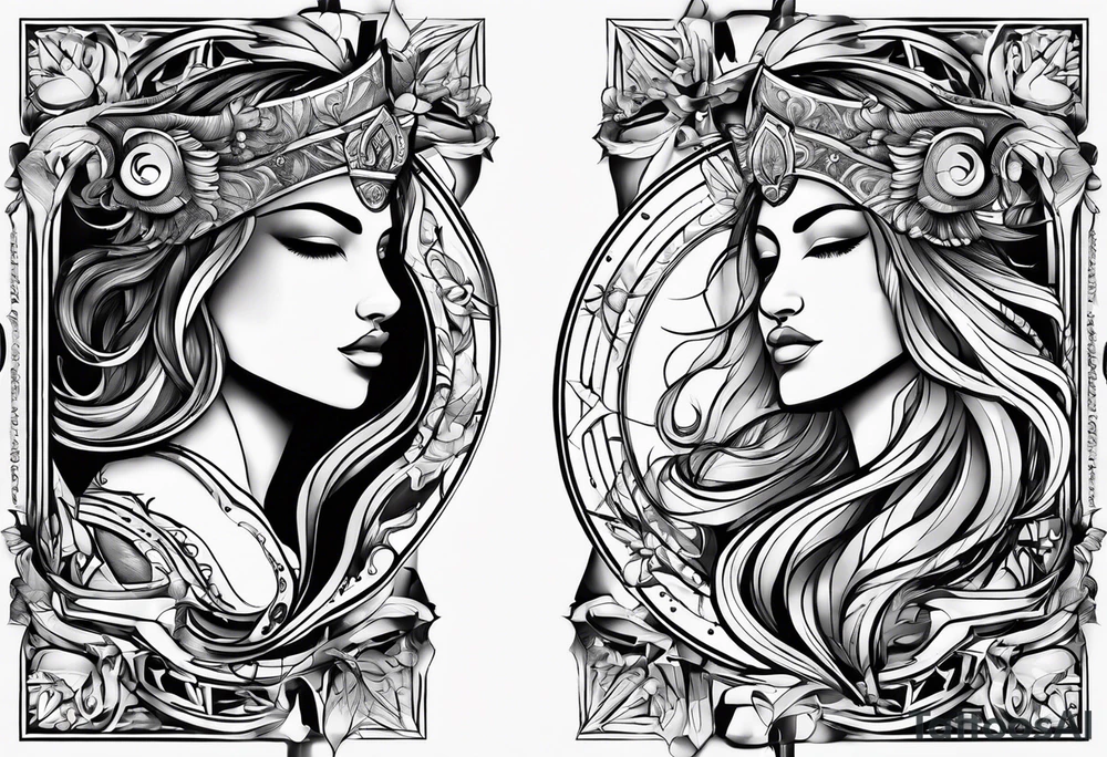 Virgo and Sagittarius zodiac signs with letter RR in it tattoo idea