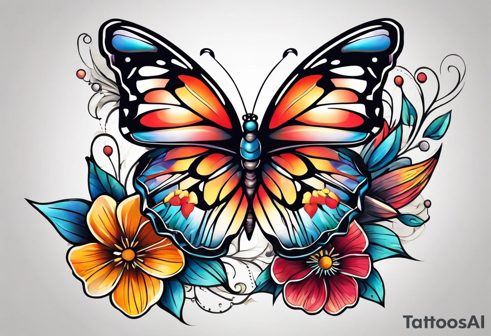 Butterfly on a flower tattoo idea