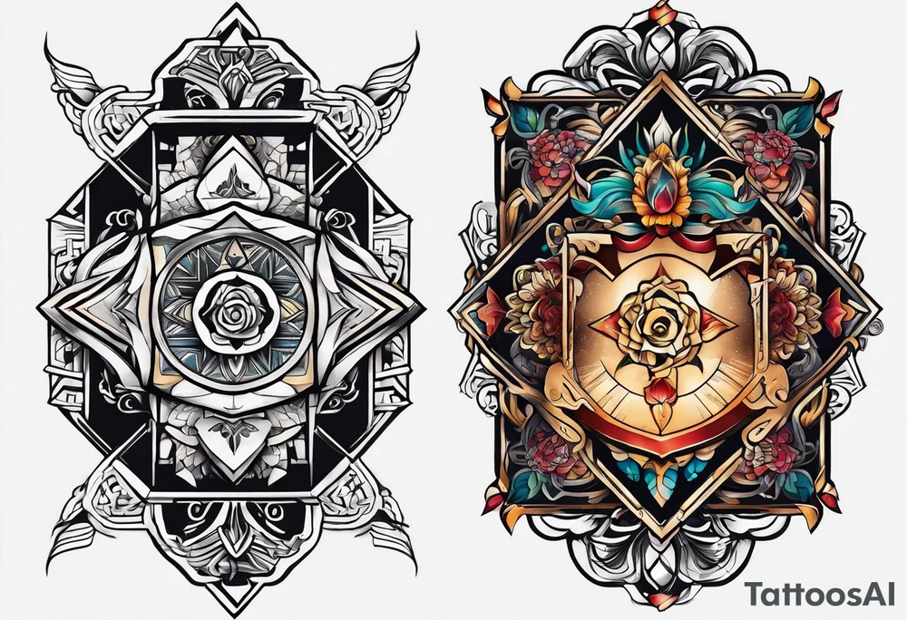 free masonry symbol , rectangle tattoo idea