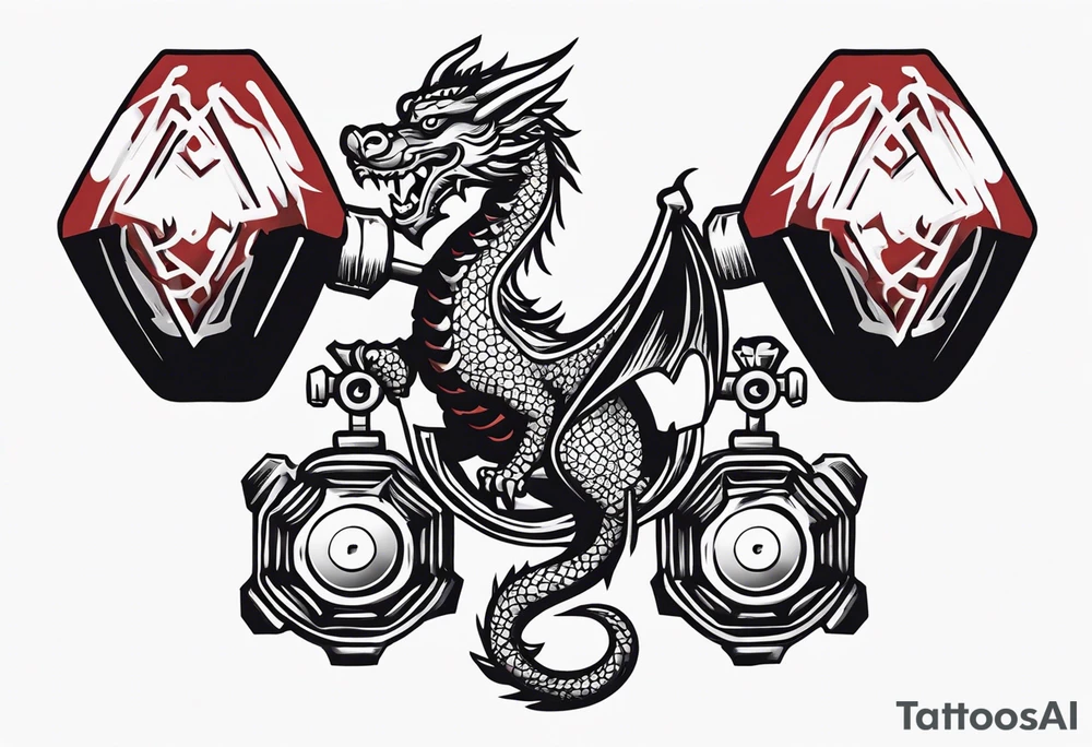dumbbell with dragon tattoo idea