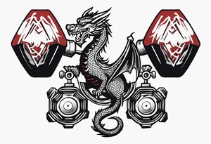 dumbbell with dragon tattoo idea