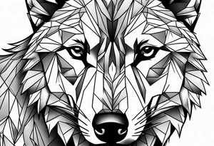 Male young Wolf face look realistic tattoo idea