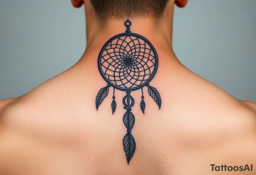 Neck piece with a beautiful dream catcher tattoo idea
