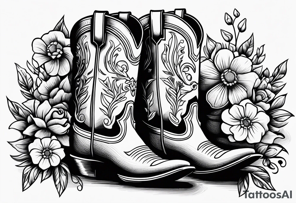 Cowboy boots flowers cowboy hat howdy tattoo idea