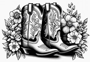 Cowboy boots flowers cowboy hat howdy tattoo idea