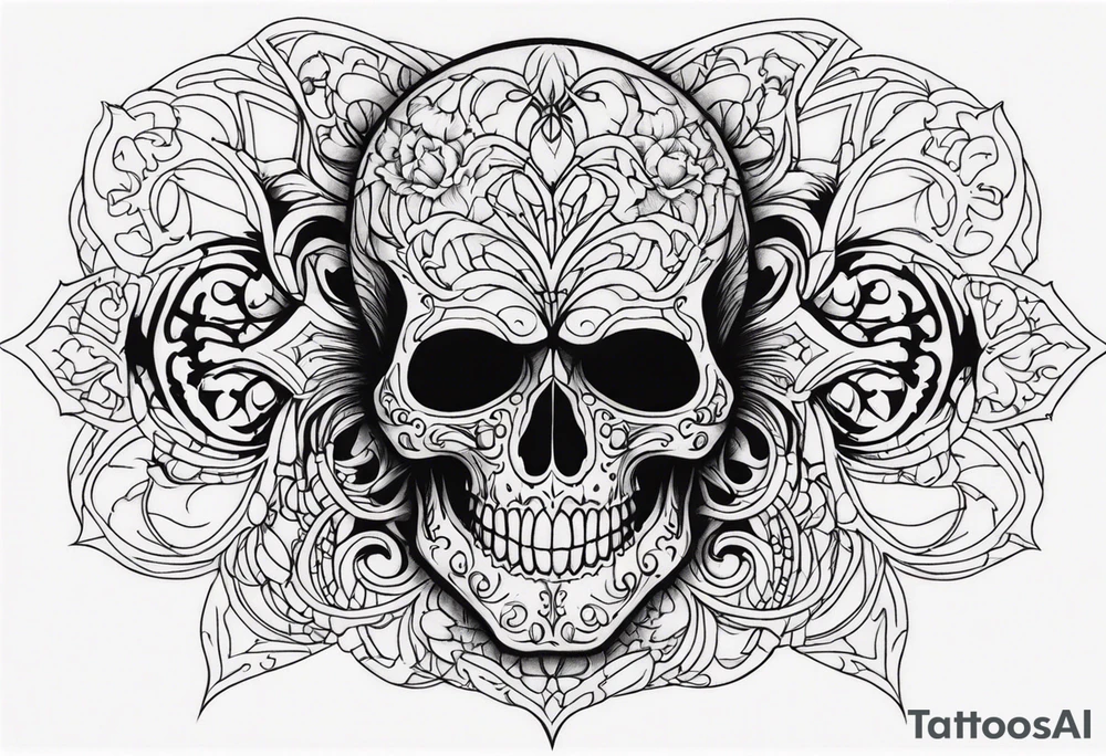 Creepy skull tattoo idea