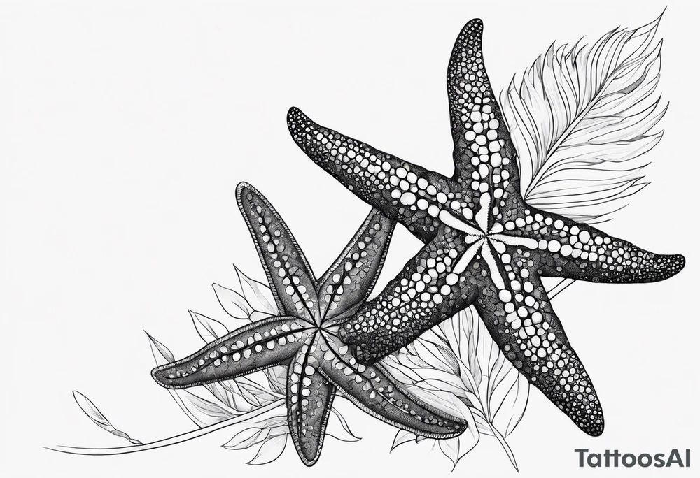Two Starfish wrapped by olive branch tattoo idea