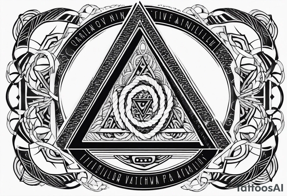triangle inside a circle made from chain and rope elements. tattoo idea triangle inside a circle made from chain and rope elements. tattoo idea