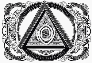 triangle inside a circle made from chain and rope elements. tattoo idea