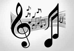 Simple, musical notes, in the shape of l and r tattoo idea