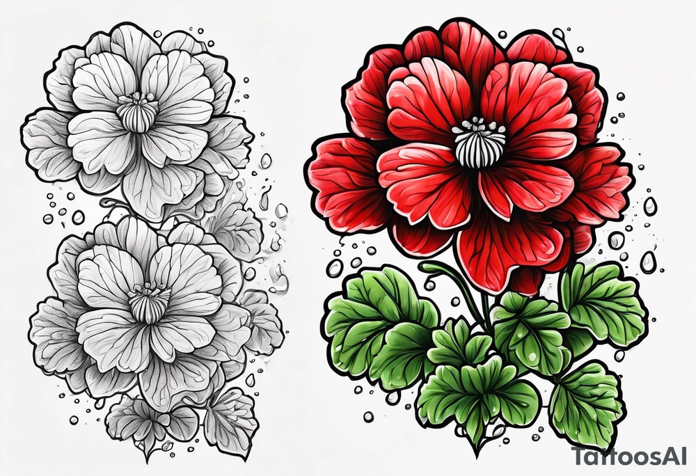Raining red geraniums tattoo idea