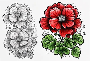 Raining red geraniums tattoo idea