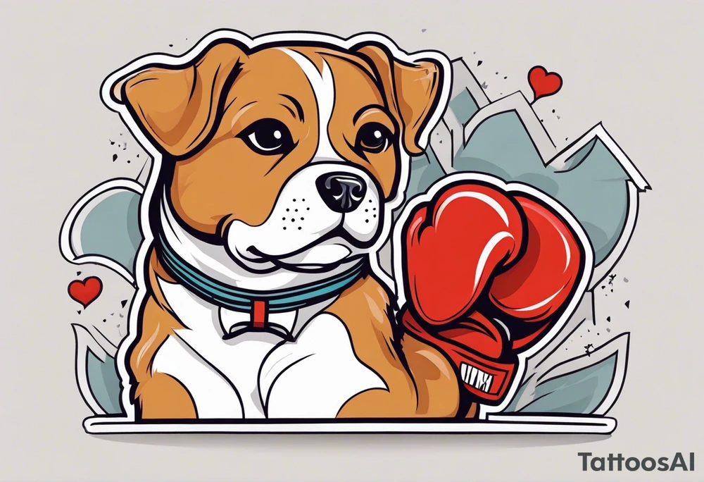 Cute Dog with boxing gloves, boxing coach tattoo idea