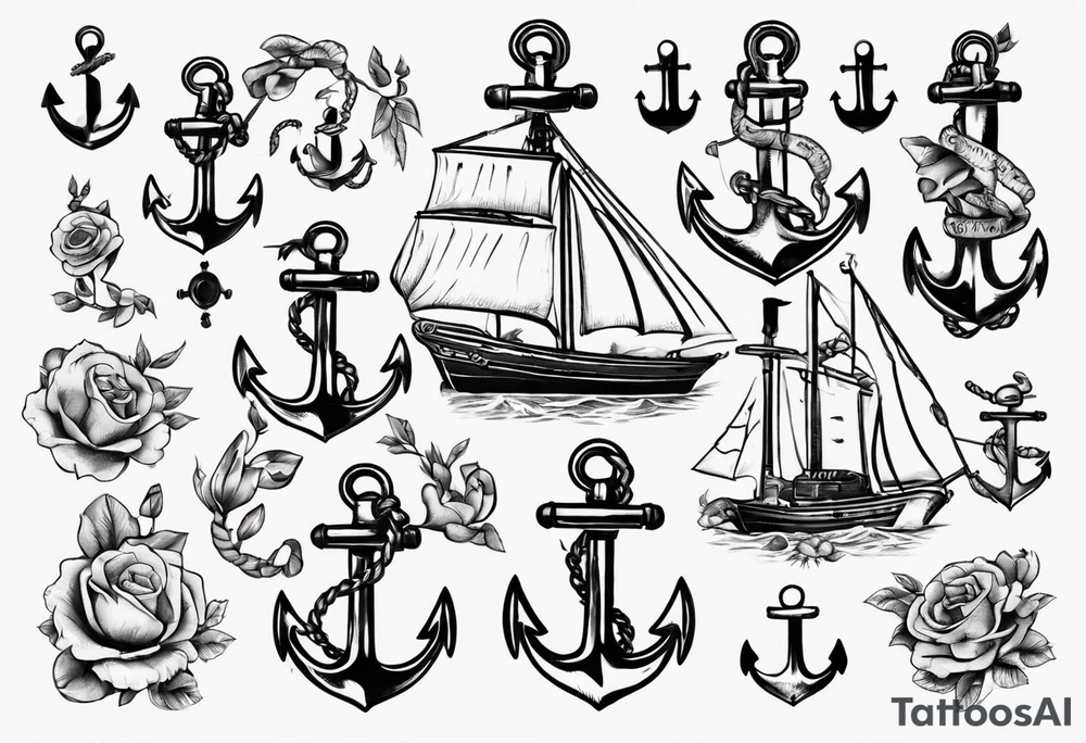 old Dutch style old style with anchor tattoo idea