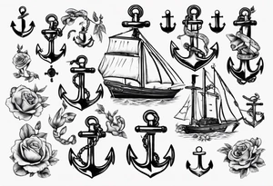 old Dutch style old style with anchor tattoo idea