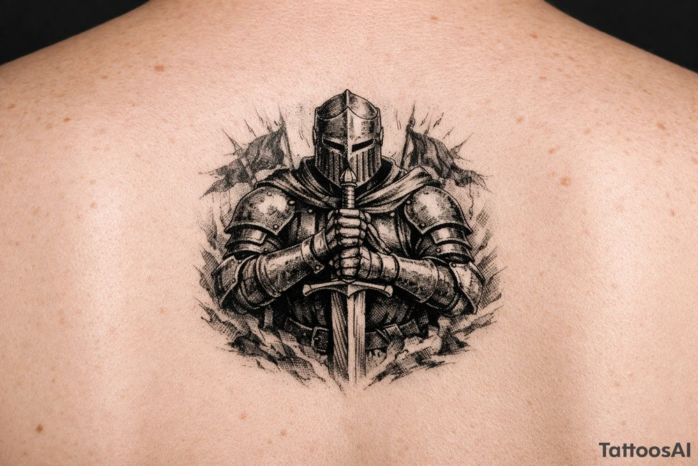 a knight who wields a sword. tattoo idea