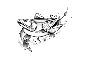 A muskelunge swimming in the water chasing a spinner bait tattoo idea