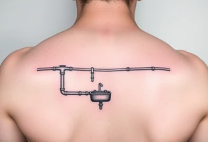 tatto with horizontal system of piping coming from a sink down a forearm tattoo idea