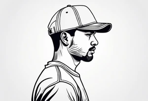 Man wearing a cap facing forward tattoo idea