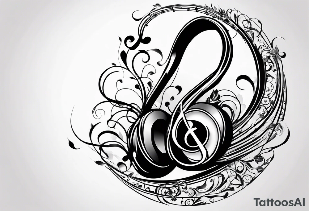 Music love infinity heartbeat tattoo idea