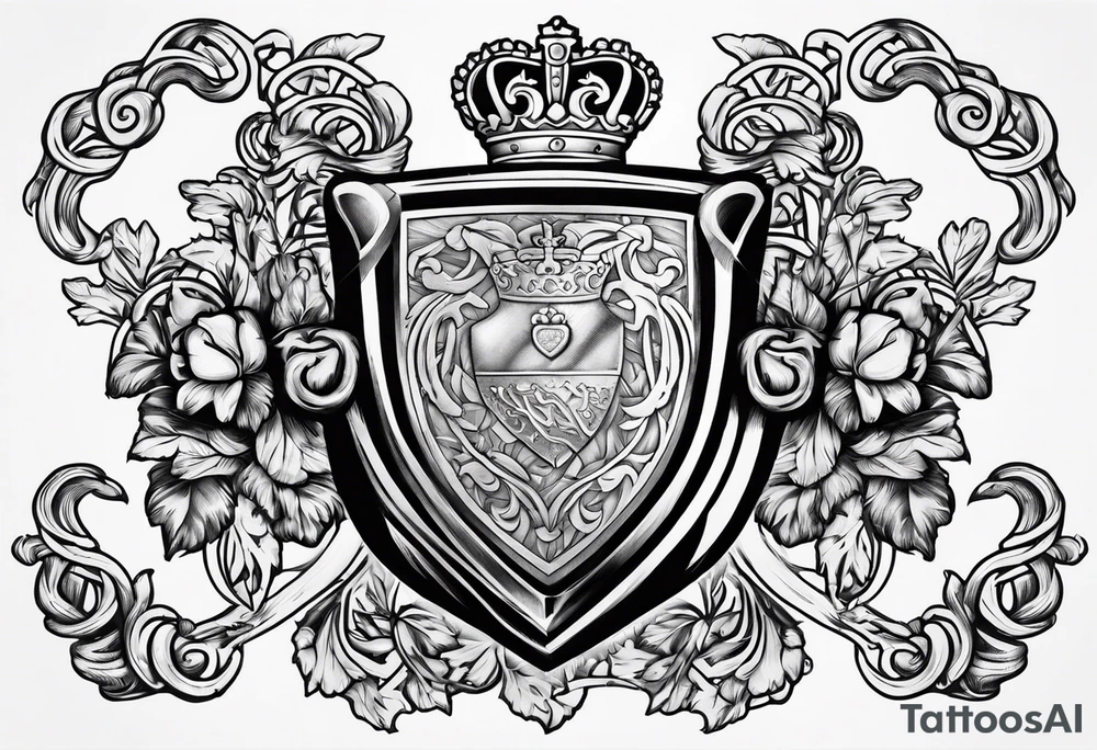 Collins family crest with Irish claddagh chest tattoo tattoo idea