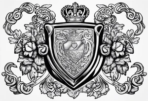 Collins family crest with Irish claddagh chest tattoo tattoo idea