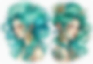 A beautiful Melusine with turquois scales and teal hair. tattoo idea