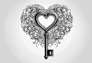 A heart shaped antique key tattoo idea