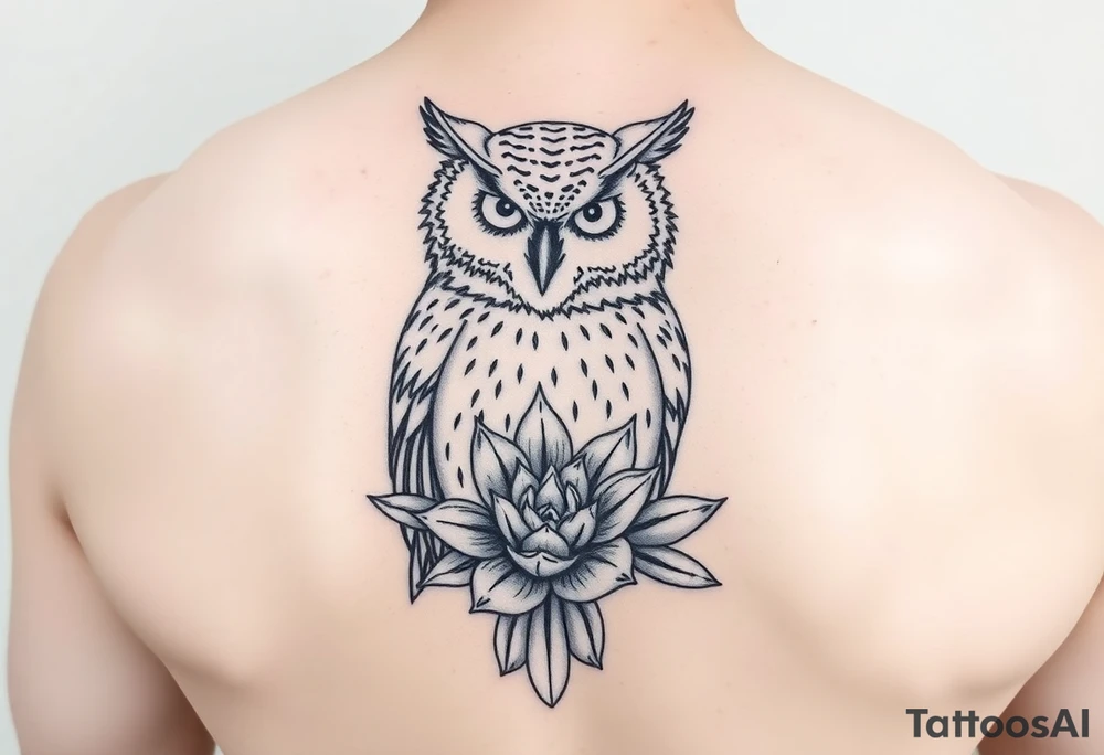 Owl with Succulent tattoo idea