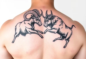ram and a bull fighting tattoo idea