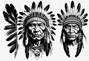 Native American face photorealism tattoo idea