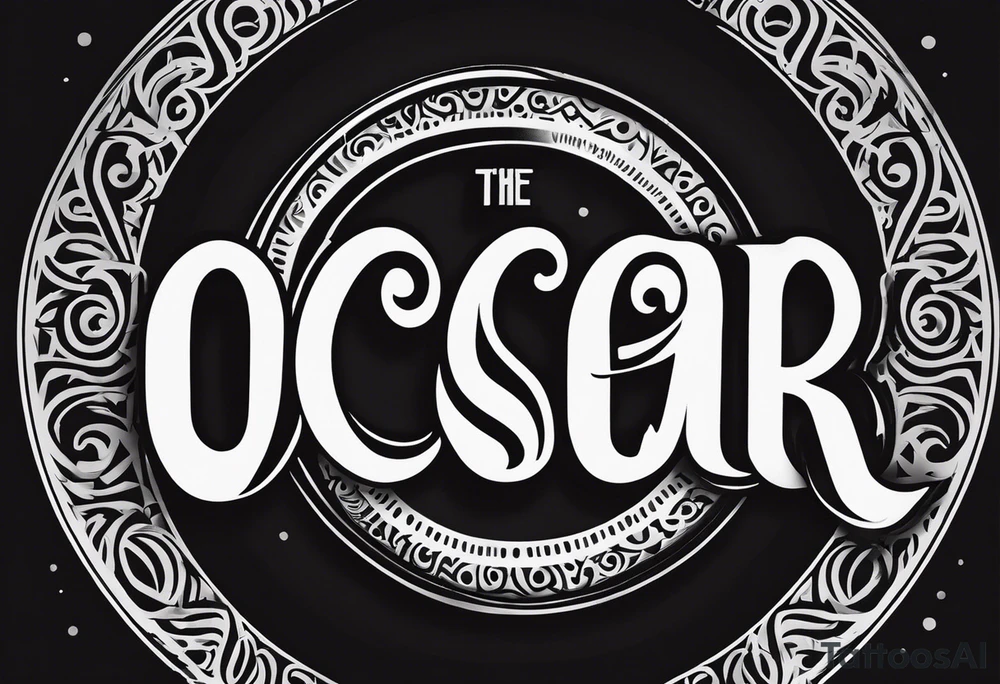 The name Oscar in a circle tattoo idea
