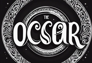 The name Oscar in a circle tattoo idea