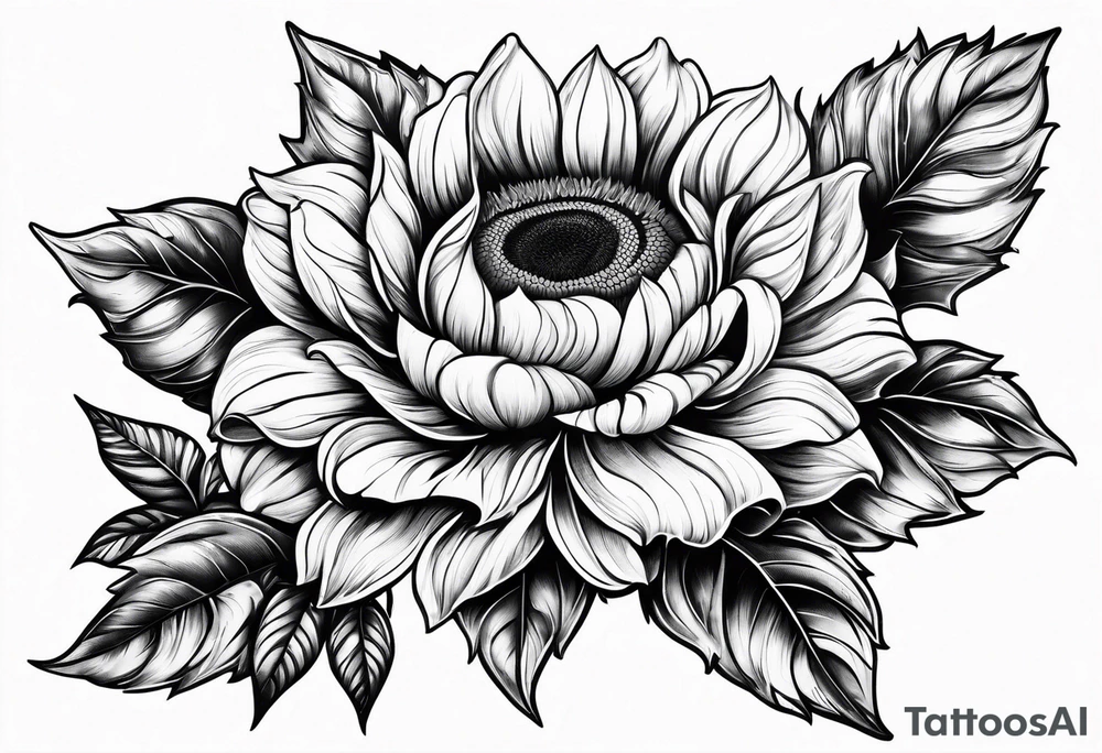 sunflower  rose tattoo idea
