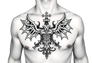 Powerful and Demonic Irish family crest for a full chest tattoo tattoo idea