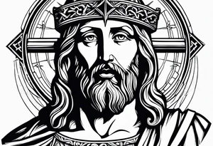 Jesus statue holding cross tattoo idea