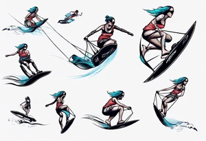 Woman doing Kitesurfing something cool with “AirRiders” logo tattoo idea