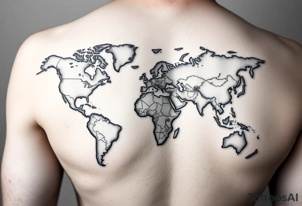 weathered world map ideas tattoo idea